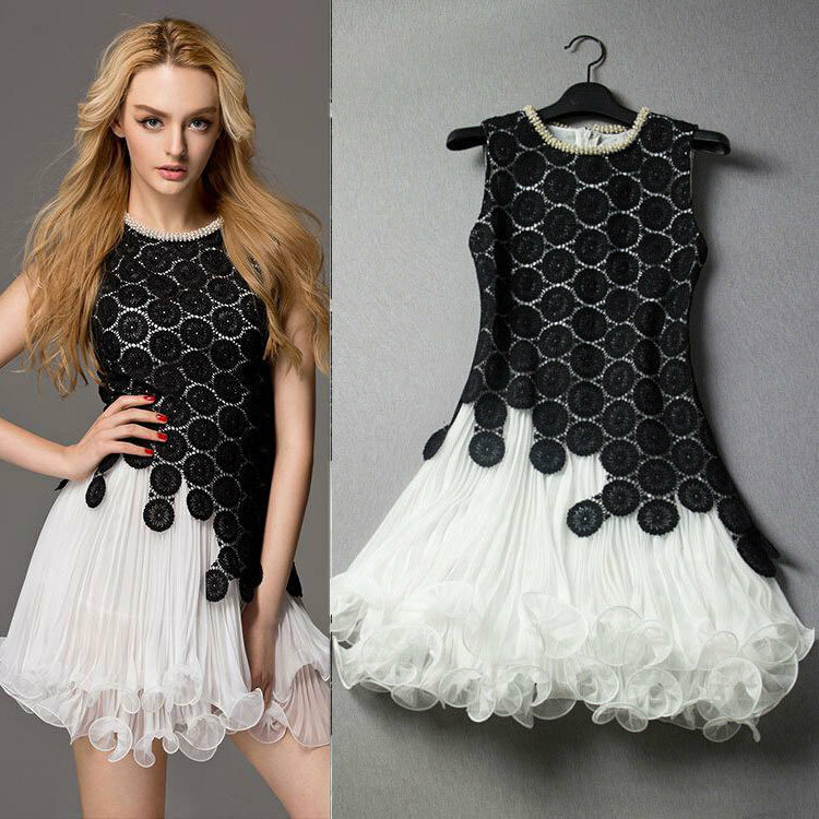 lace, balck and white and dress