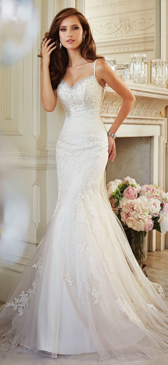 embroidery, wedding dress and white