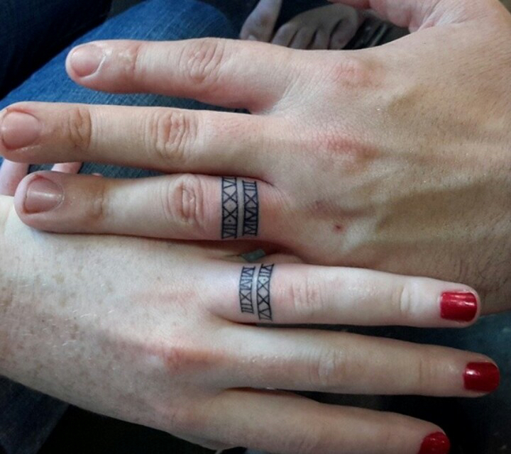 tatoo couple, wedding ring and forever