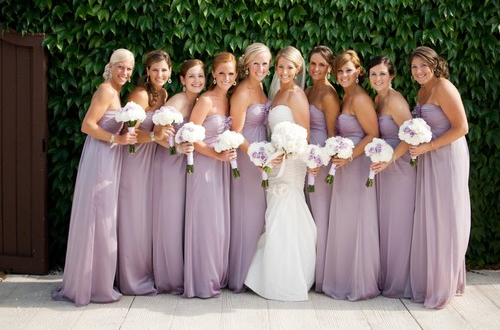 white, purple and maid of honor