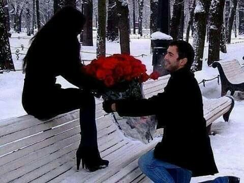 man, flowers and red