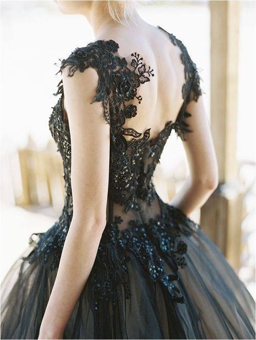 beautiful, black, back gown and fashion