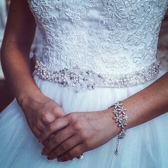 bride, floral lace and belt