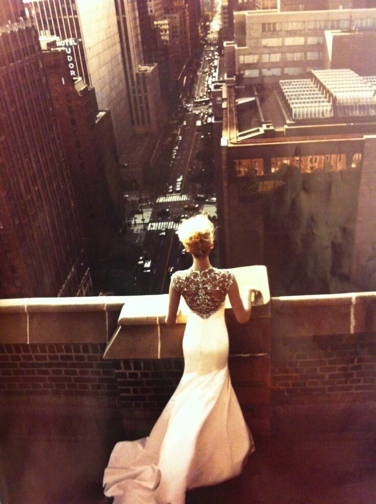 view, pretty, wedding dress and buildings