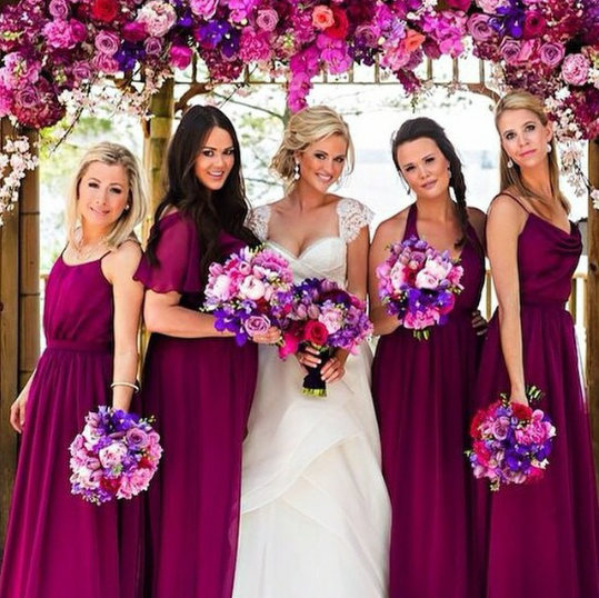 bridesmaids, bride, flowers and accessories