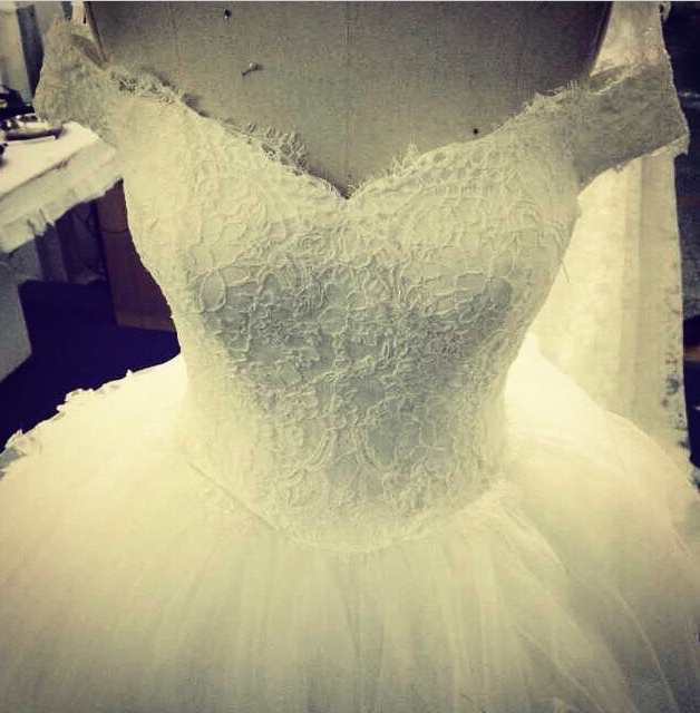 sweetheart, lace, wedding dress and off the shoulder