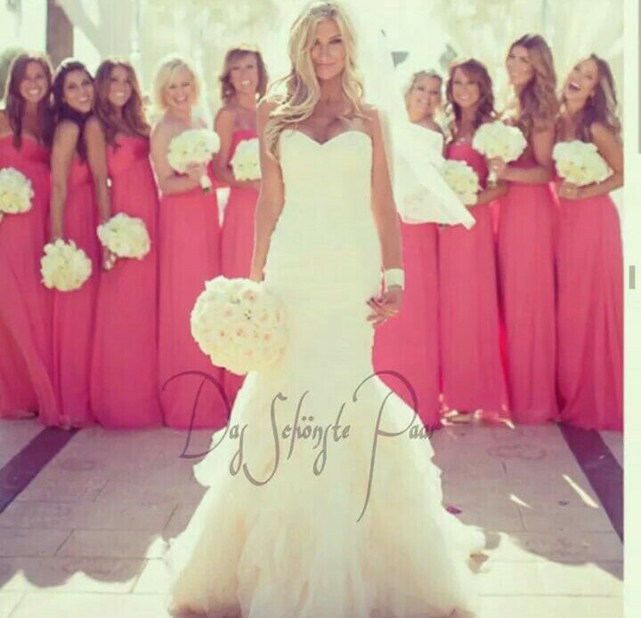 shooting, white, pink and bridemaids