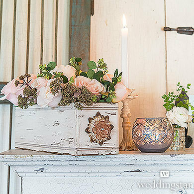 candle holder, reception and flowers