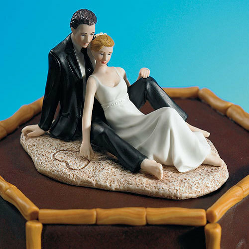couple, beach, cake and bride