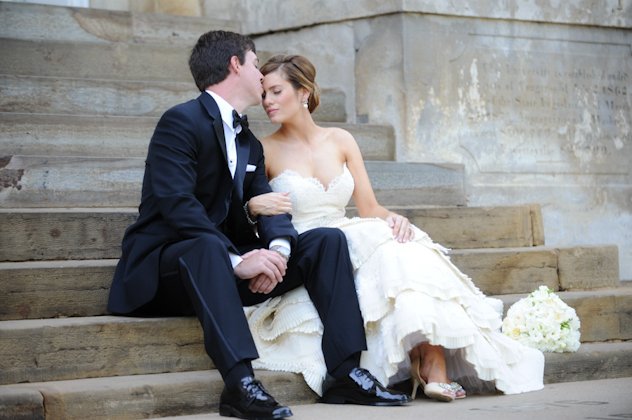 bouquet, bride and kiss