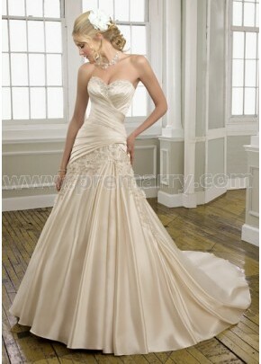 satin, wedding dress and sweetheart