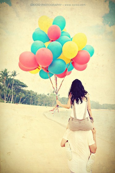 balloons, couple and love