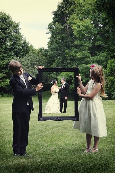 white dress, daughter & son and photo