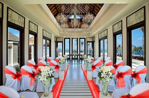 red, beach and flowers