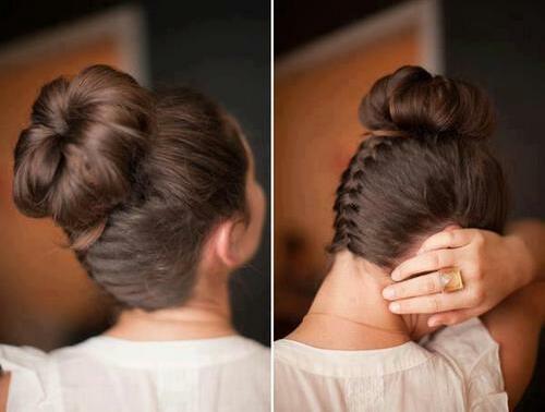 party, brown and braided bun