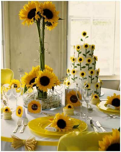 table, decoration and sunflower