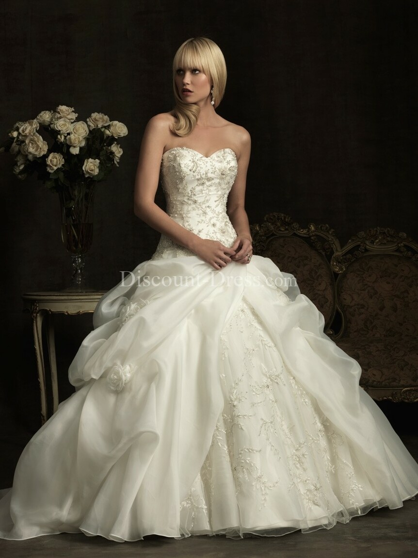 weddingdress, white, sweetheart and ball gown