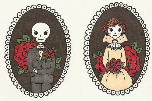 skeletons, bride and groom