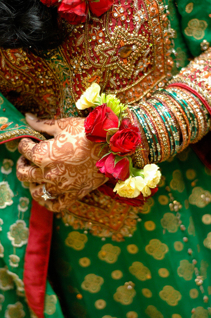 bangles, mehendi and bride
