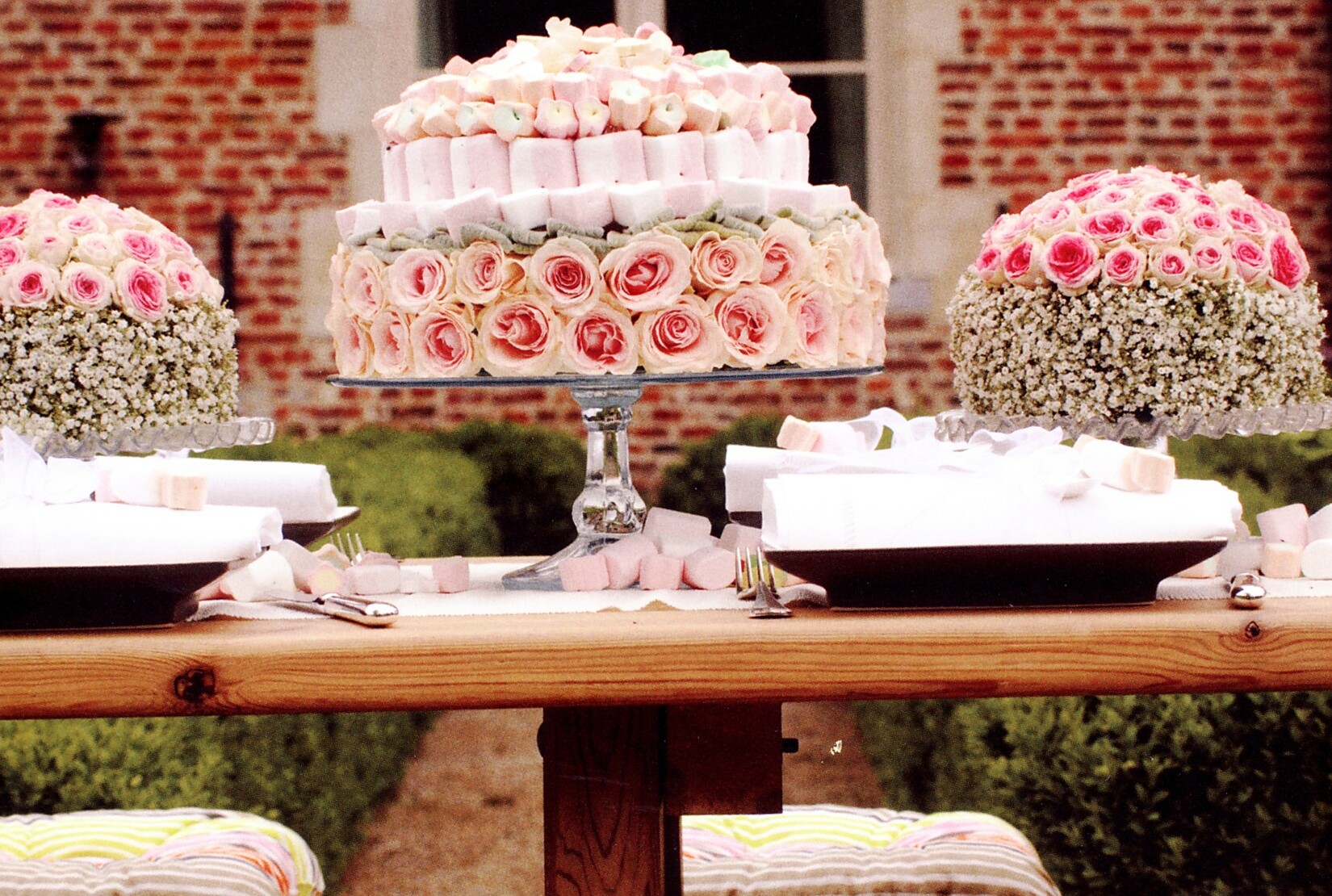 bride, cake, marshmallow and pink