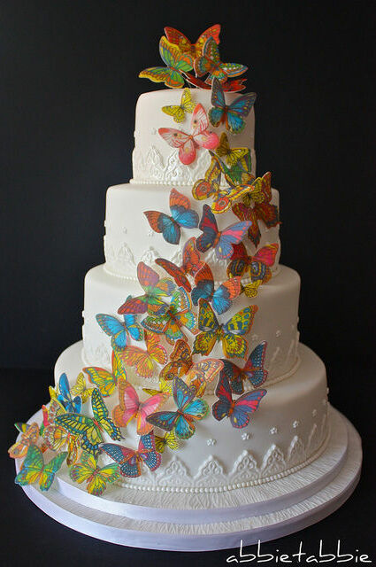 white, tall and wedding cake