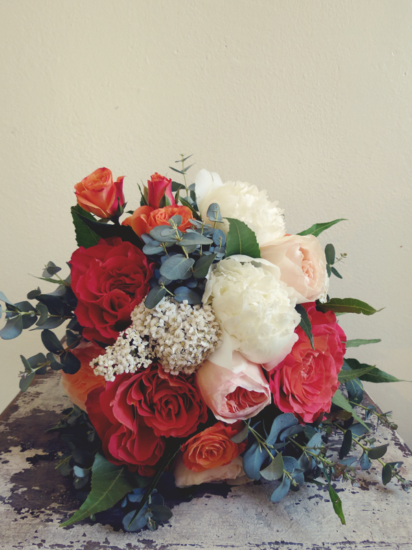 roses, pink, red and fall