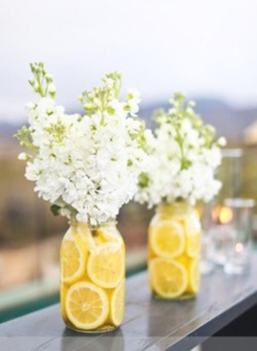 unique, jars, flowers and centrepieces