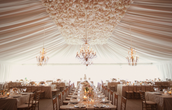 tent, flower ceiling and flowers