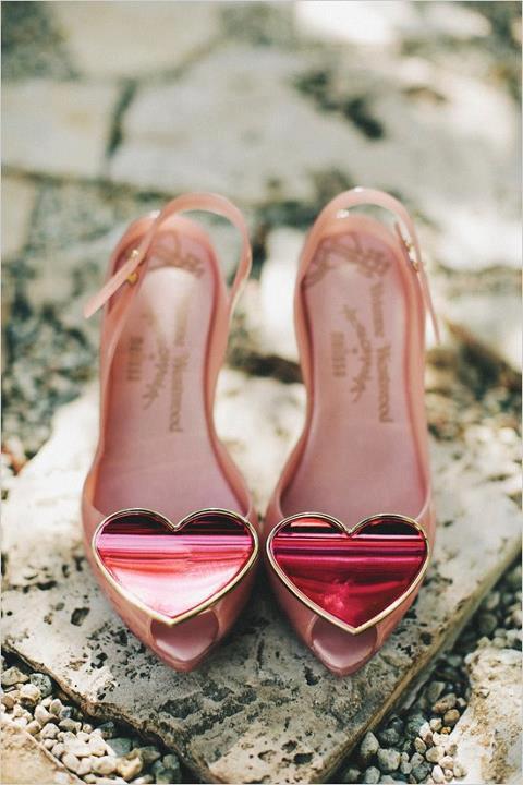 heart shape, delicate and wedding shoes