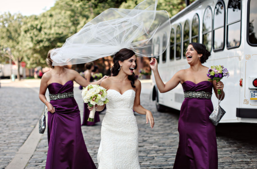 bride mates, girls and dresses