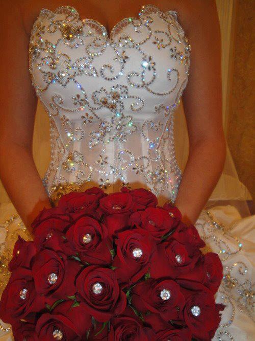 diamant, wedding dress and rose