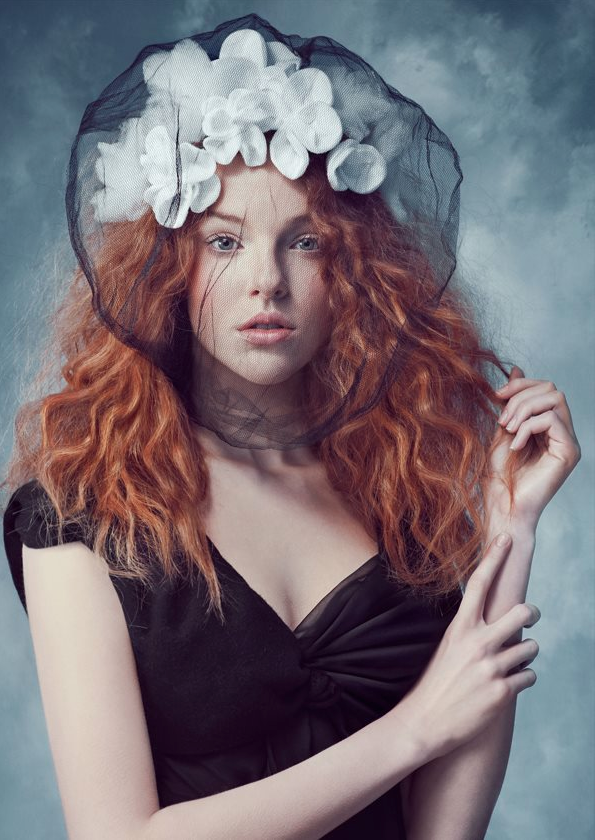redhead, bride, dress and beauty
