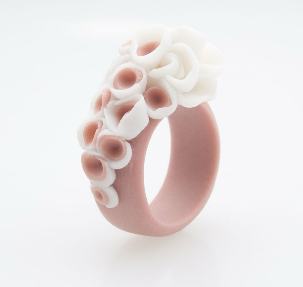 coral, pastel, flowers and white