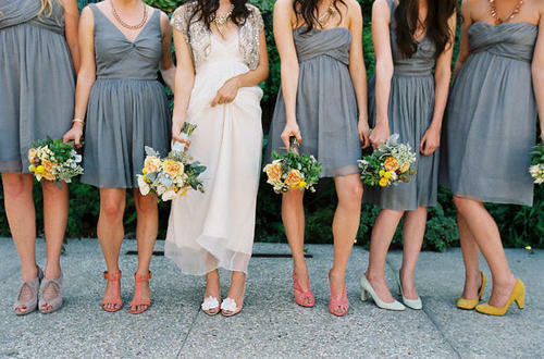 bridesmaids, neutral and bride