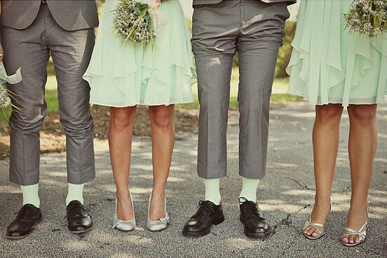 green, groomsmen and bridesmaids