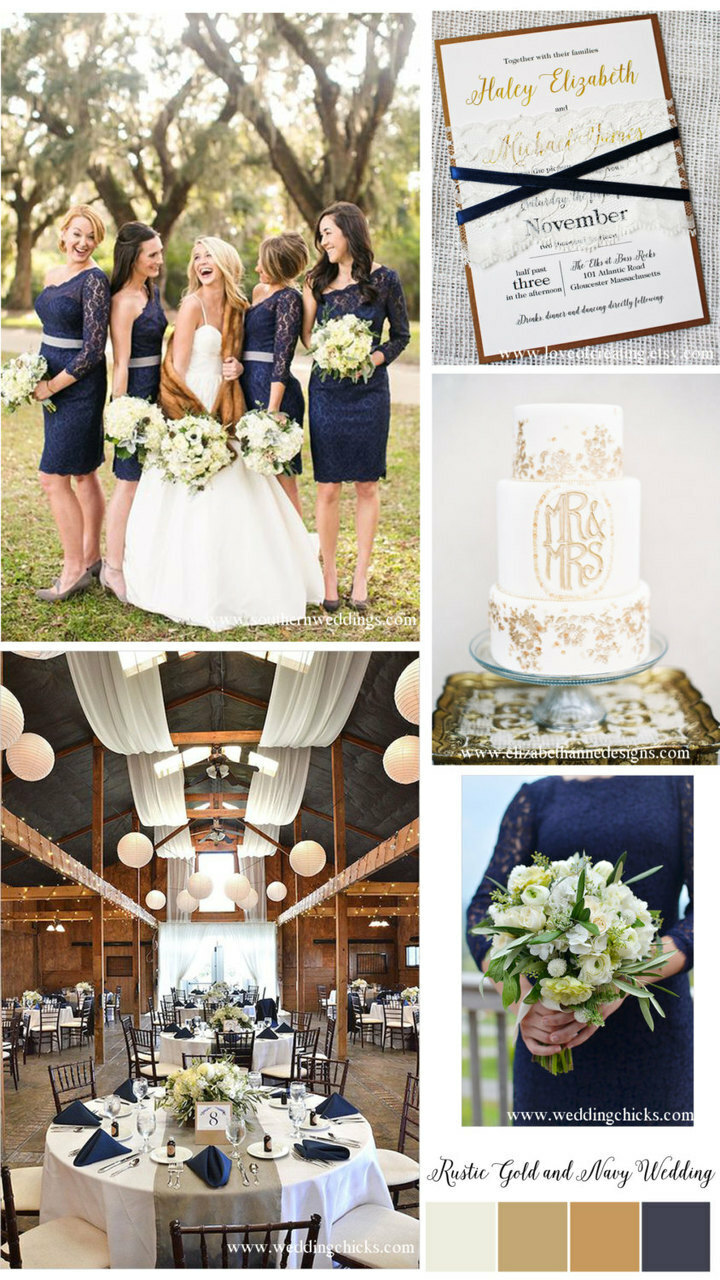 rustic chic, navy, lace wedding invitation and gold wedding