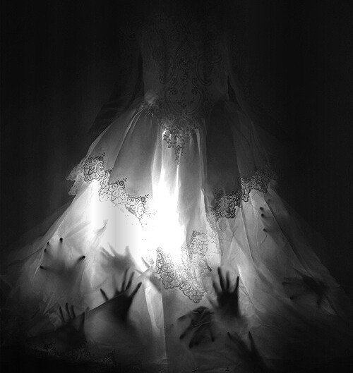 wedding dress, ghos, black and white and gothic