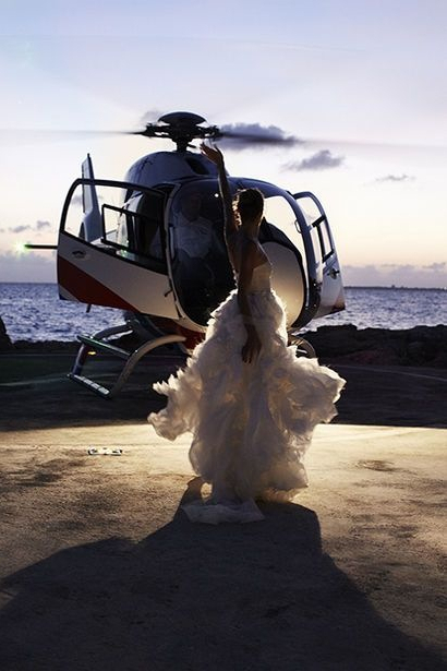 helicopter, bridemade and sea