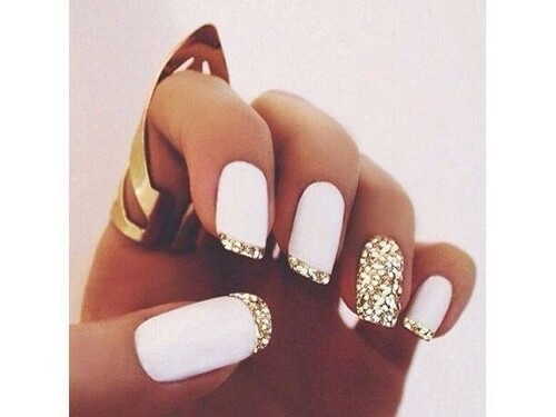 nailpolish, girl and gold