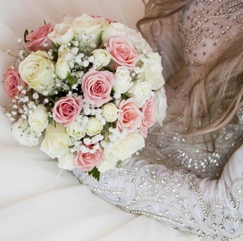 bride, love, bouquet and happy