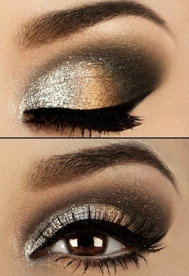 makeup, glitter and gold