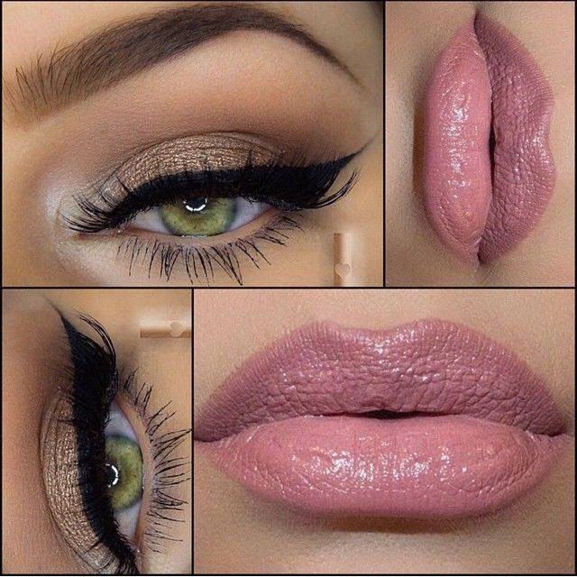 makeup, eye-liner, pink and lipstick