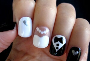 white black, nails and nails art