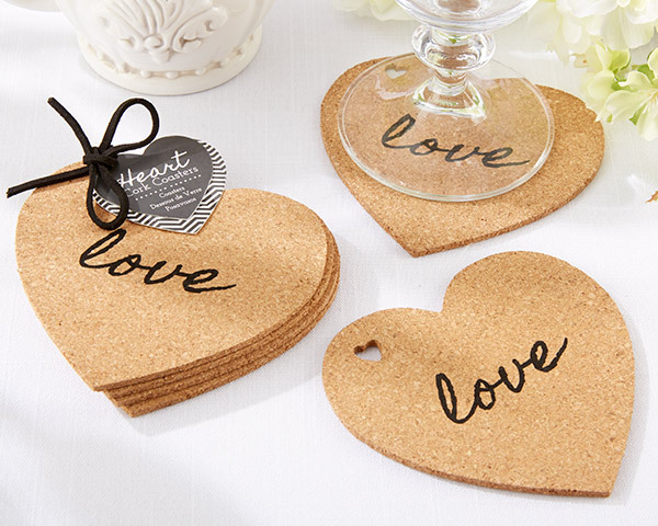 gifts, party favors, heart and heart coaster