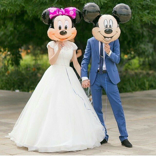 beautiful, couple, mickey mouse and happy