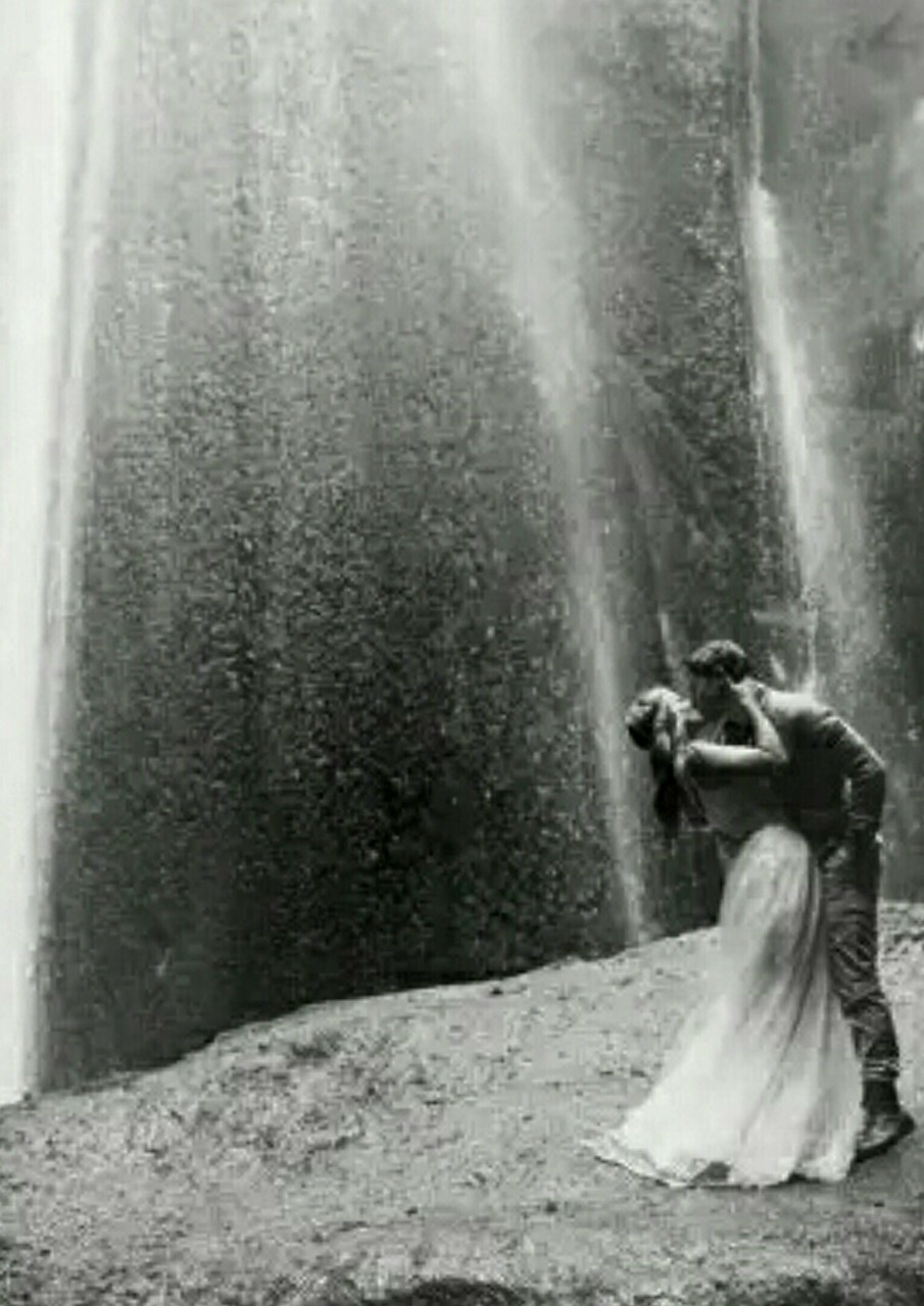 magic, waterfall, couple and romantic