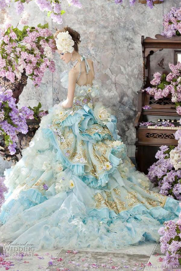 flowers, wedding dress and blue roses