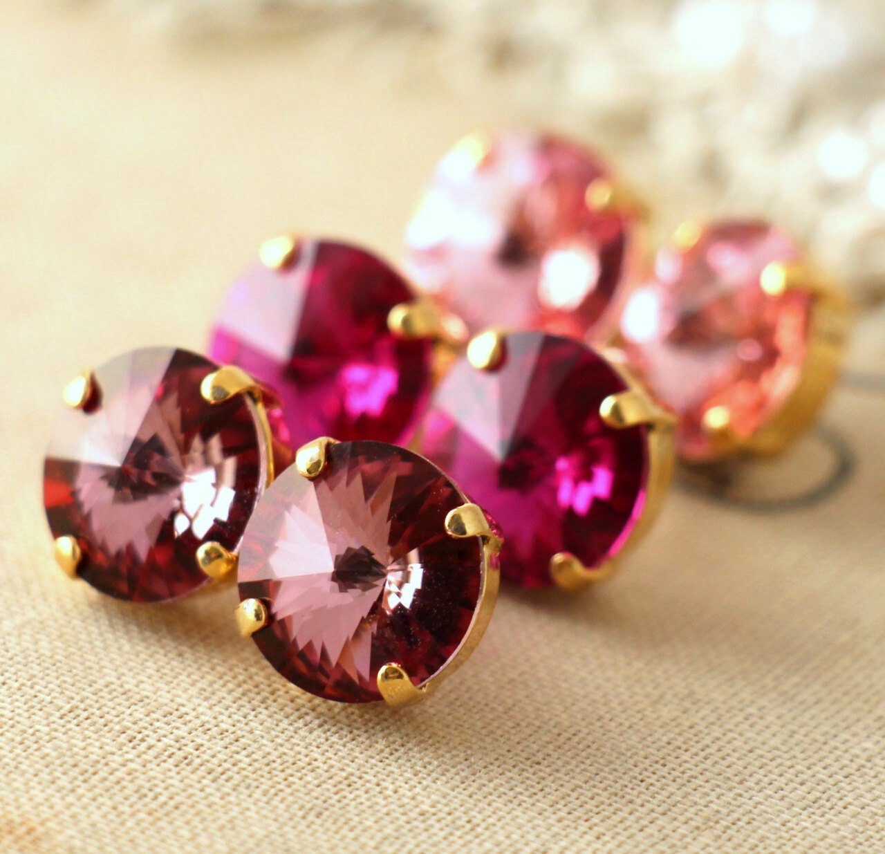 gift, jewelry, fuchsia and pink. earrings set