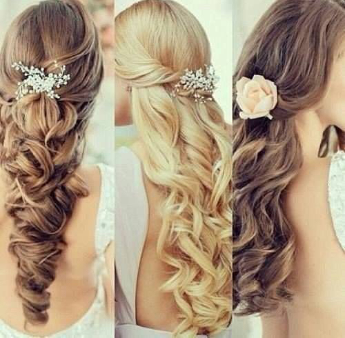 long hair, loose curls, bridal and bridesmaids