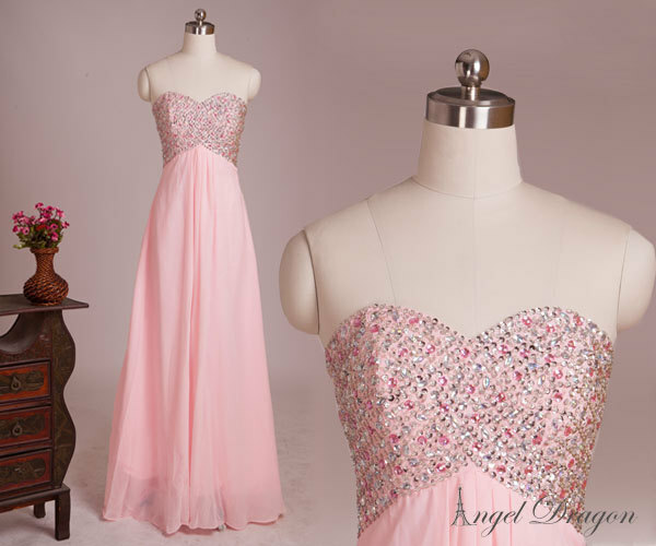 pink long evening dress, wedding party dresses and ong prom dress